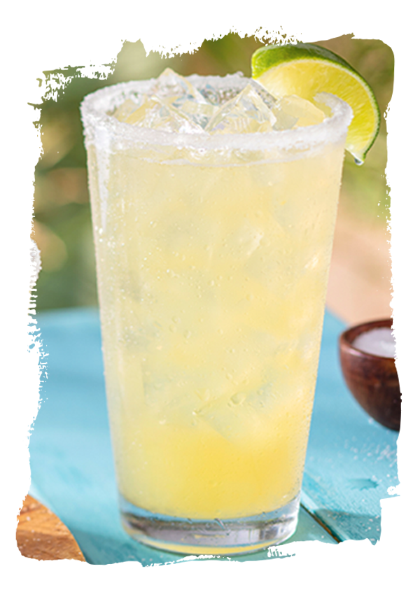 Classic Margarita, on the rocks, with a lime wedge garnish from Bahama Breeze.